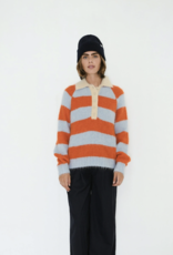 The Tiny Big Sister Knitted Polo 'Frank' -  Washed Blue / Summer Red - The Tiny Big Sister The Tiny Big Sister Knitted Polo 'Frank' -  Washed Blue / Summer Red - The Tiny Big Sister