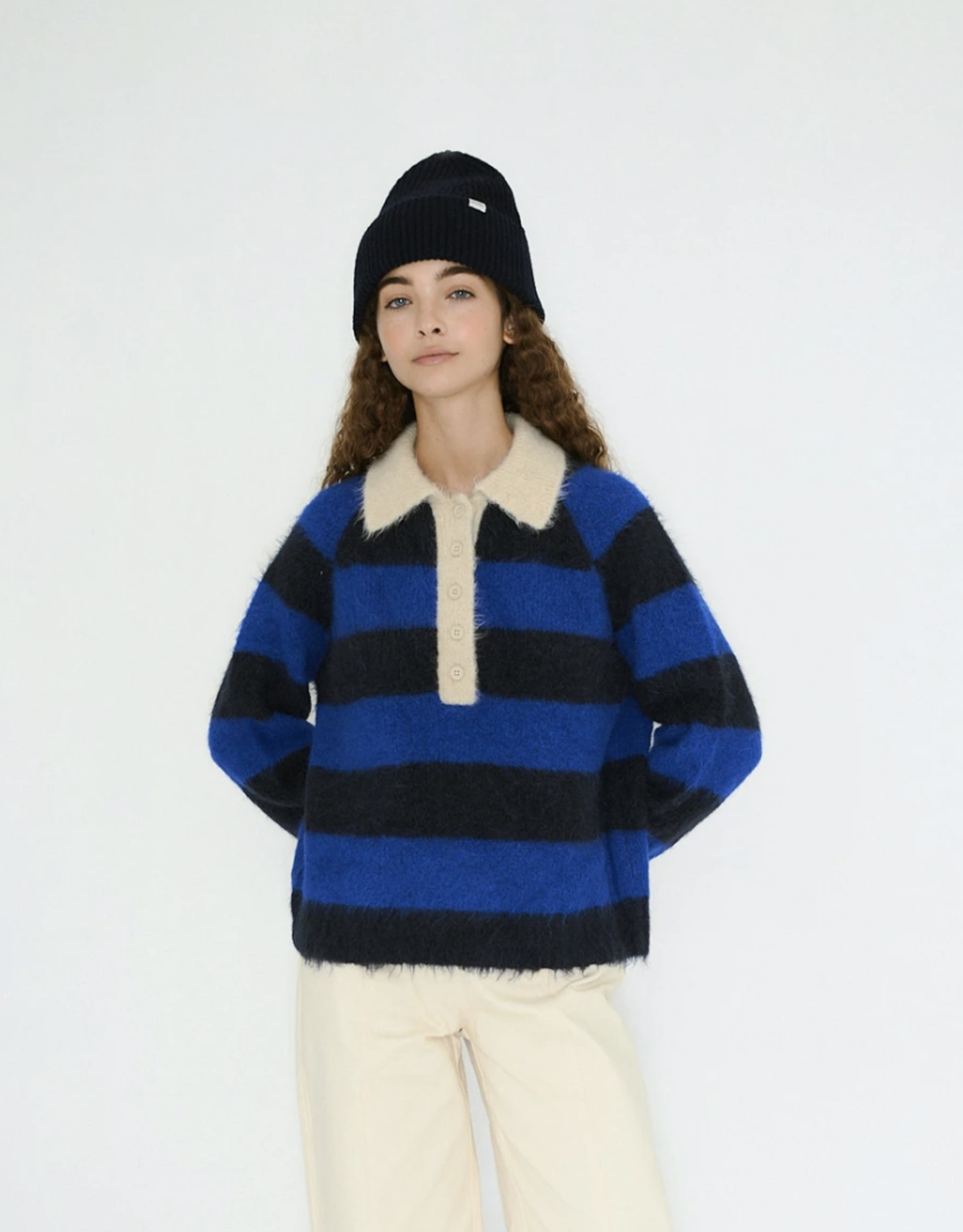 The Tiny Big Sister Knitted Polo 'Frank' -  Navy / Ultramarine - The Tiny Big Sister