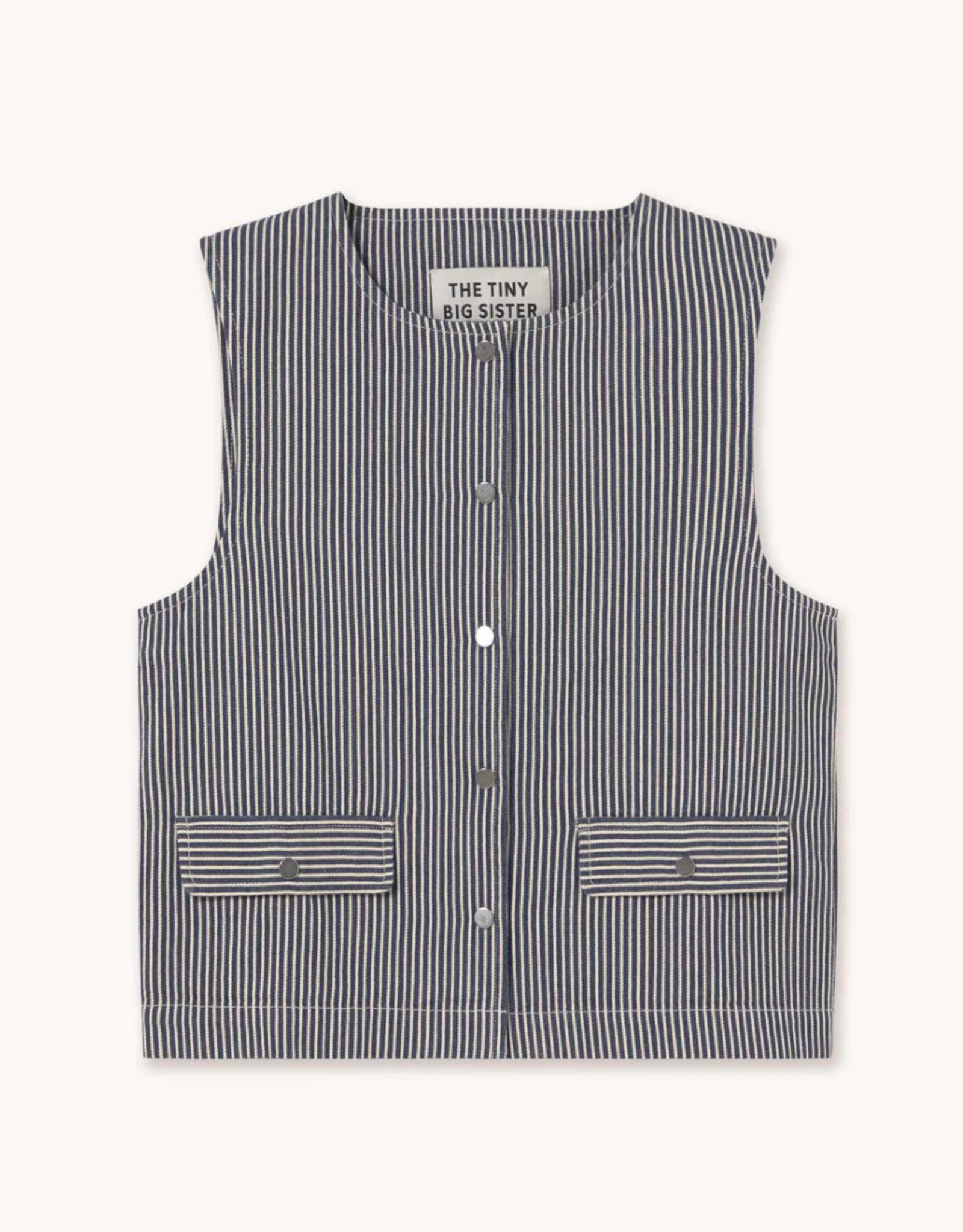 The Tiny Big Sister Waistcoat Striped 'Twill' -  Light Navy - The Tiny Big Sister
