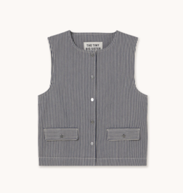 The Tiny Big Sister Waistcoat Striped 'Twill' -  Light Navy - The Tiny Big Sister