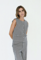 The Tiny Big Sister Waistcoat Striped 'Twill' -  Light Navy - The Tiny Big Sister The Tiny Big Sister Waistcoat Striped 'Twill' -  Light Navy - The Tiny Big Sister