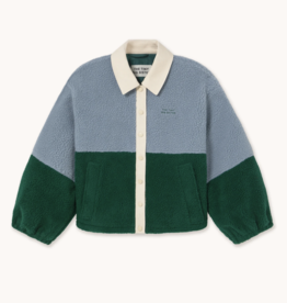 The Tiny Big Sister Jacket Color Blocked 'Sherpa' - Washed Blue/Dark Green- The Tiny Big Sister