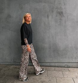 Catwalk Junkie T-Shirt Zebra Sleeves 'Loose Fit' - Faded Dark Grey - Catwalk Junkie