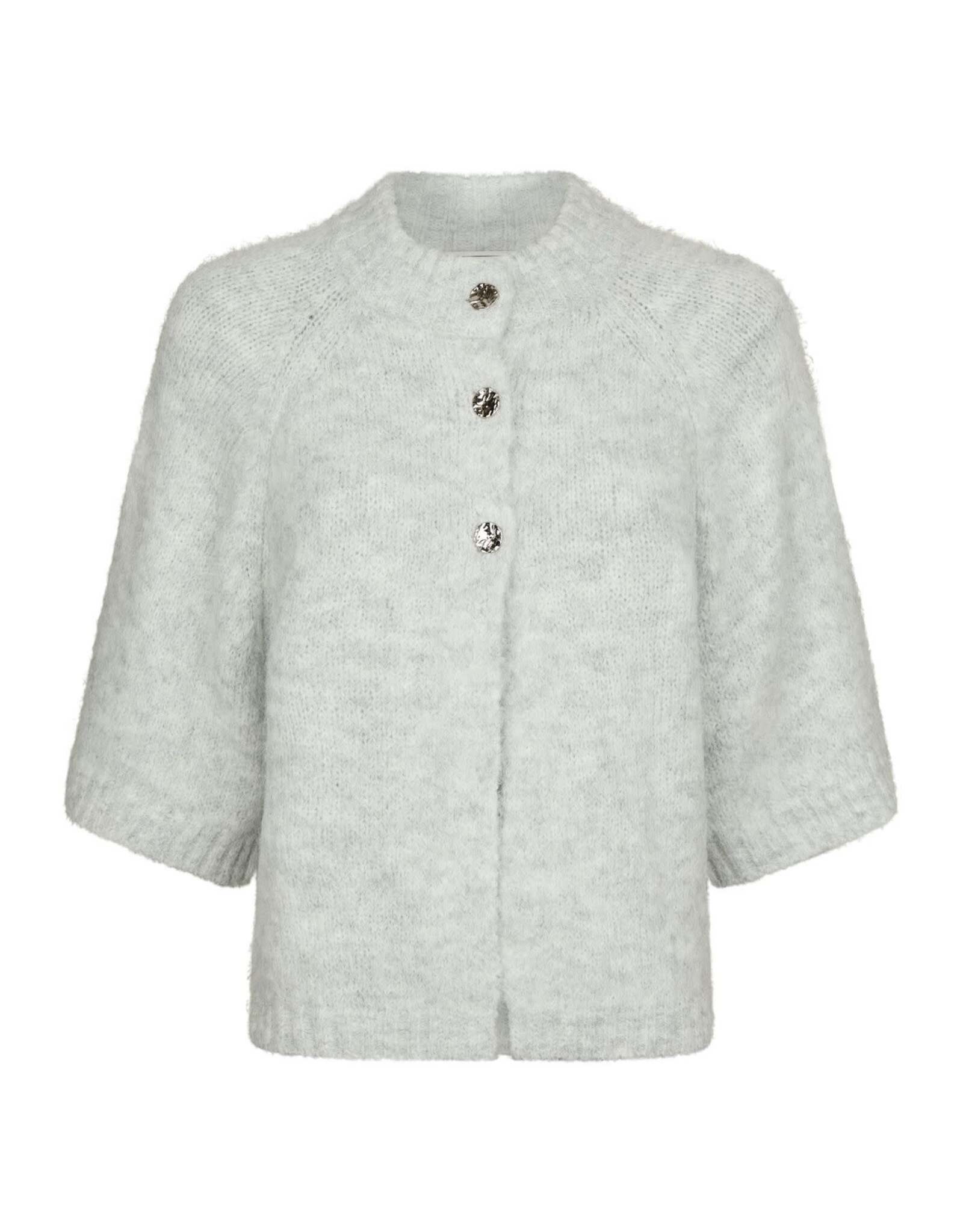 Cardigan Korte Mouw 'Benuta' - Light Grey Melange - Neo Noir