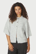 Cardigan Korte Mouw 'Benuta' - Light Grey Melange - Neo Noir