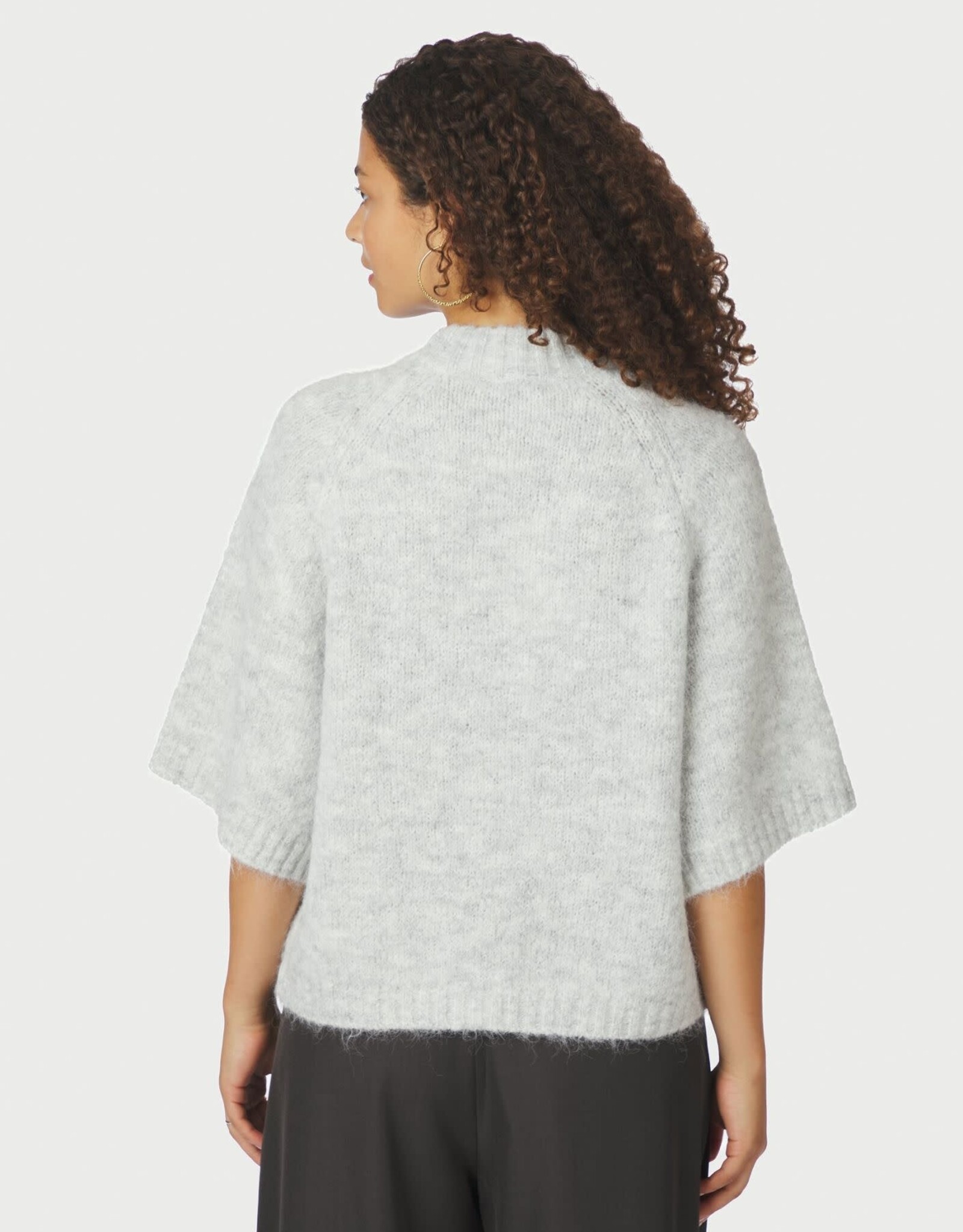 Cardigan Korte Mouw 'Benuta' - Light Grey Melange - Neo Noir