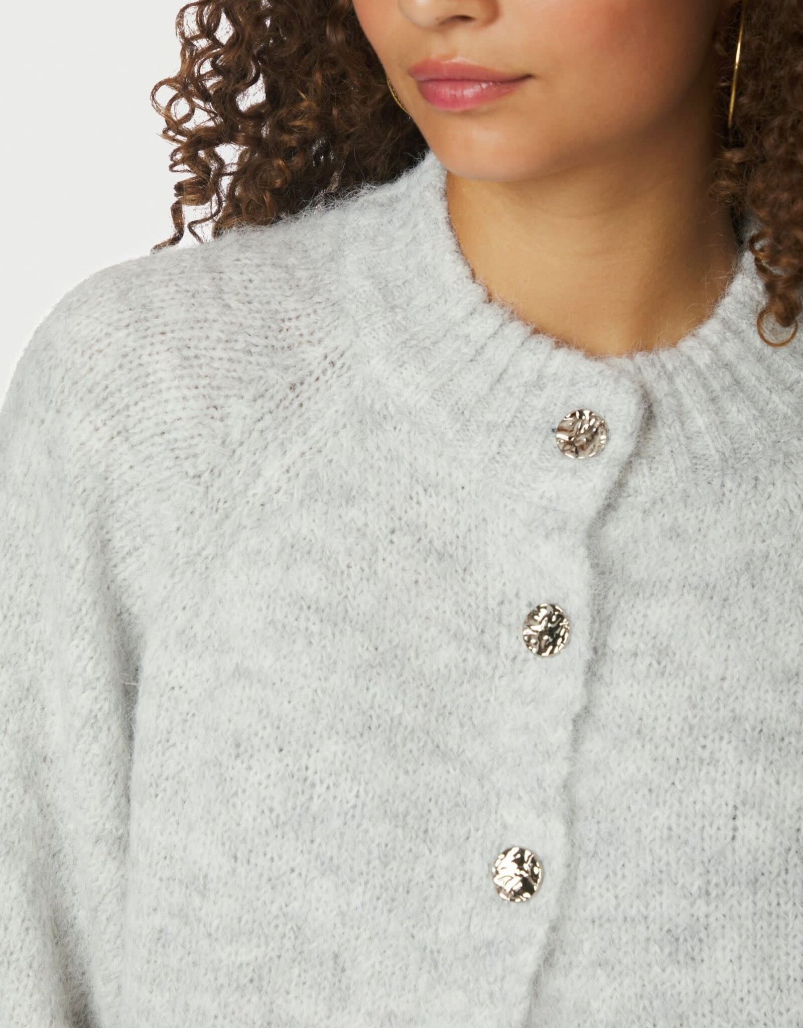 Cardigan Korte Mouw 'Benuta' - Light Grey Melange - Neo Noir