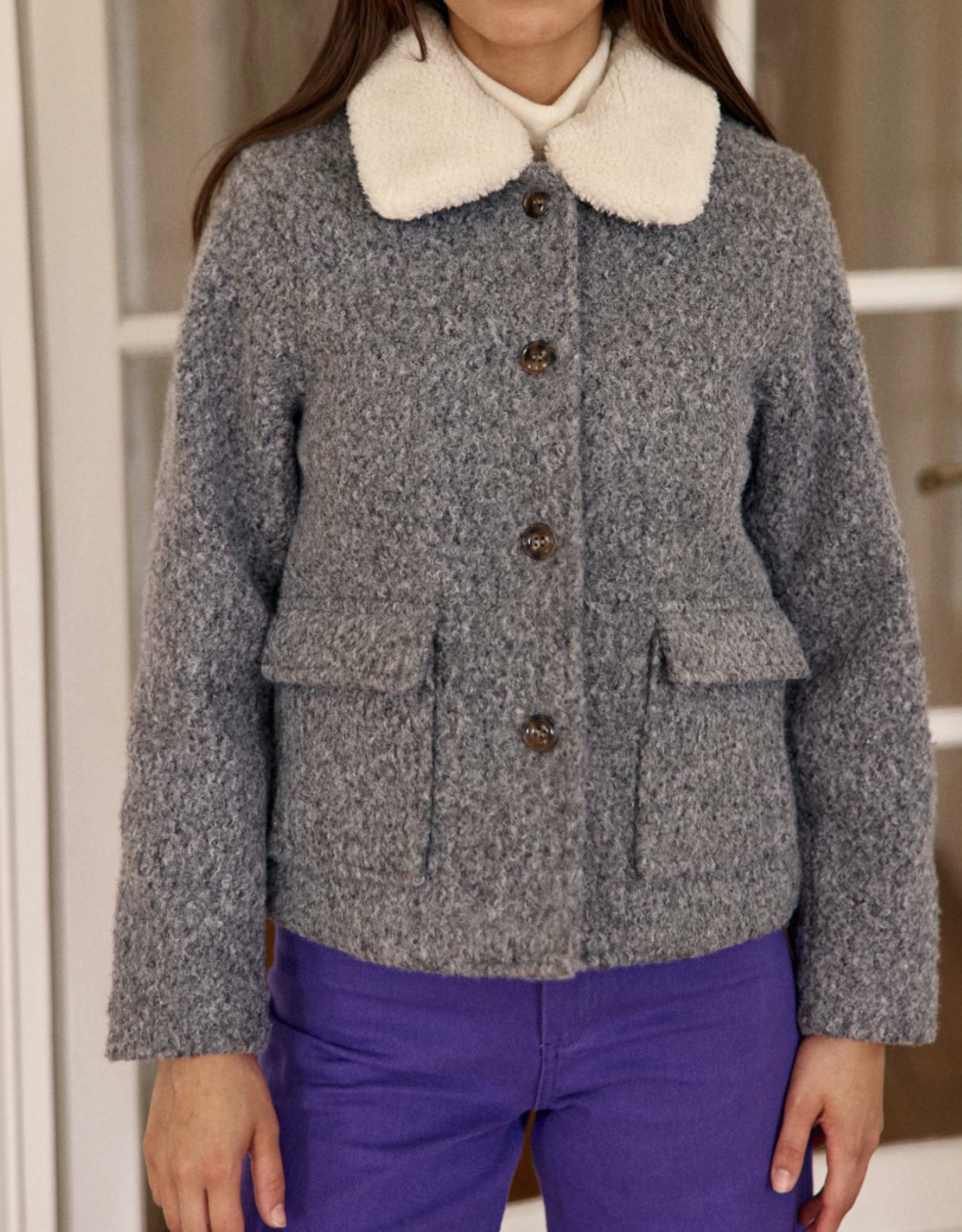 La Petite Etoile Korte Mantel 'Nattie' - Gris - La Petite Etoile