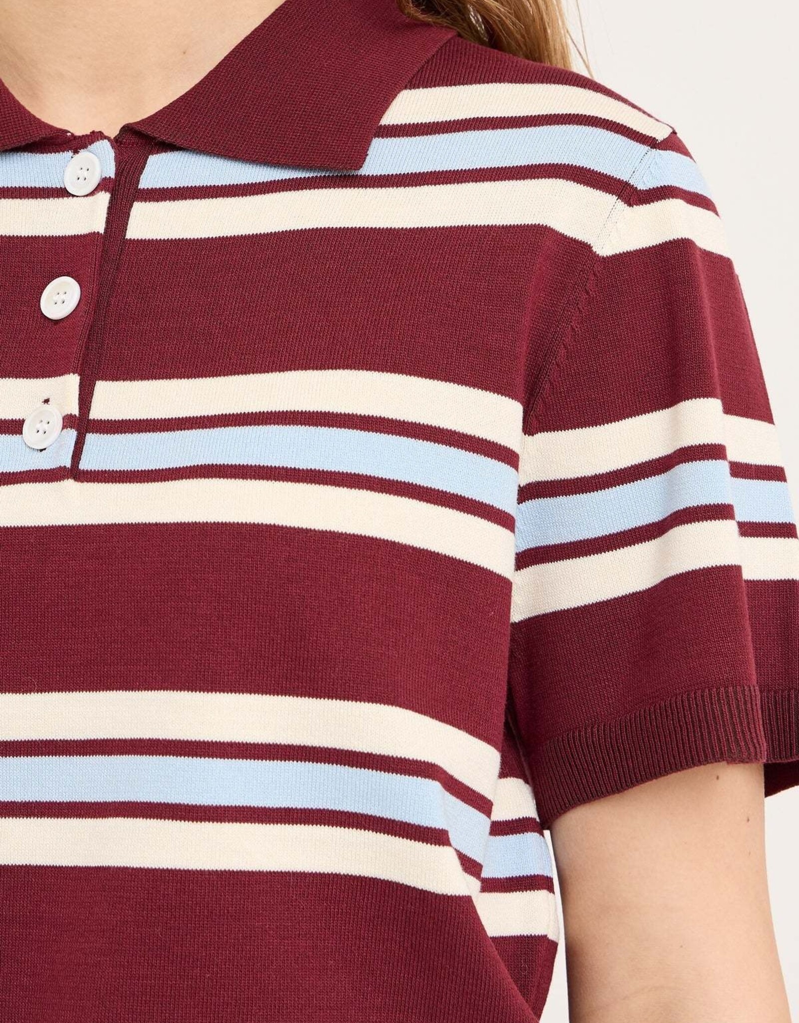 A view Polo 'Stripe' - Burgundy/White/Blue - A View