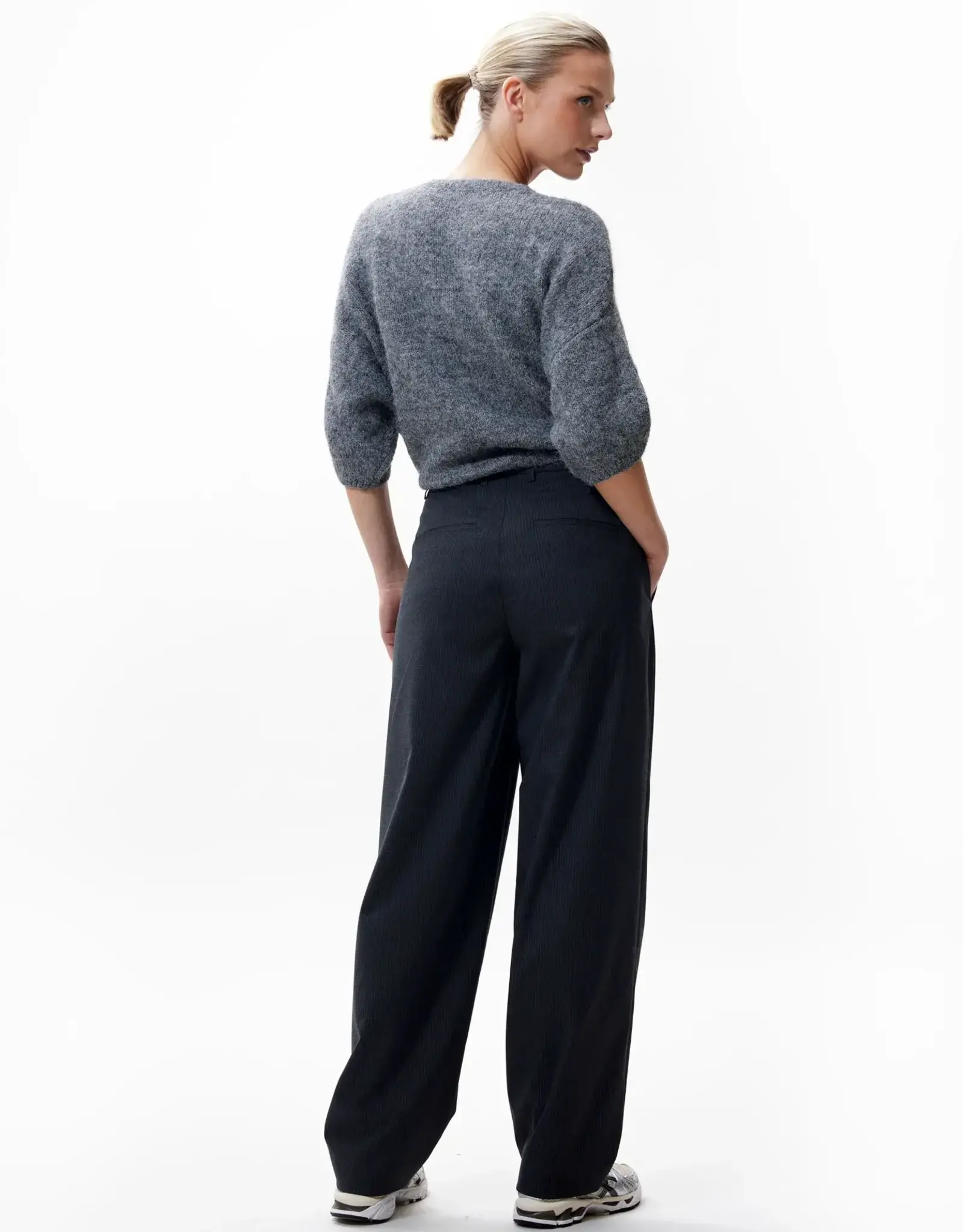 Catwalk Junkie Broek Pin Stripe 'Tapered' - Dark Grey Melange - Catwalk Junkie