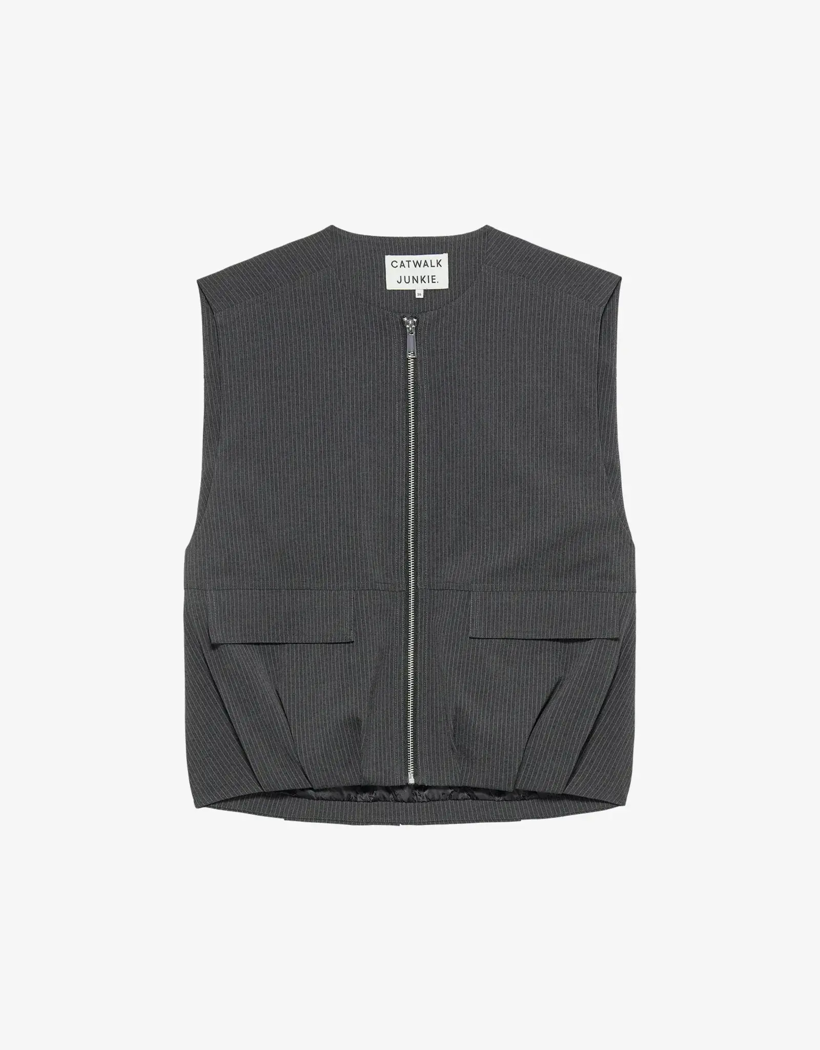 Catwalk Junkie Bodywarmer 'Pinstripe' - Dark Grey Melange - Catwalk Junkie