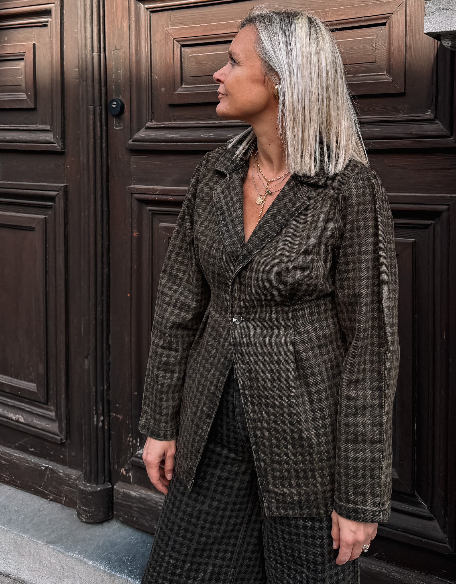 Seventy +Mochi Jacket 'Betty' - Houndstooth Cacao - Seventy + Mochi