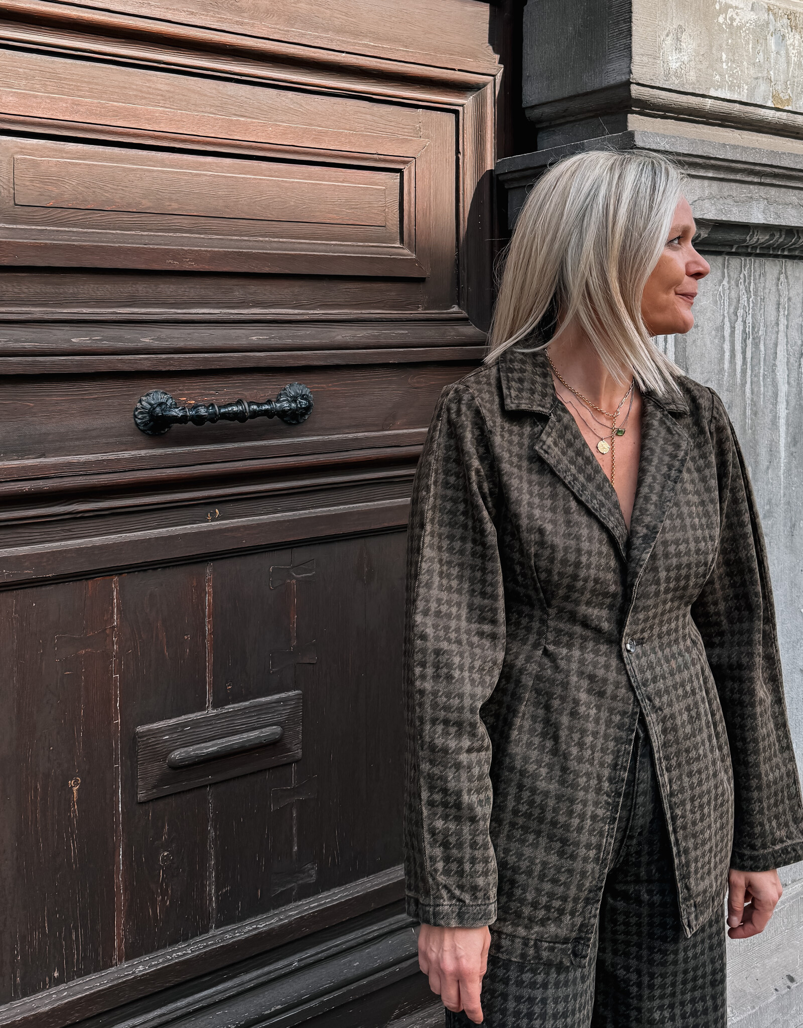 Seventy +Mochi Jacket 'Betty' - Houndstooth Cacao - Seventy + Mochi