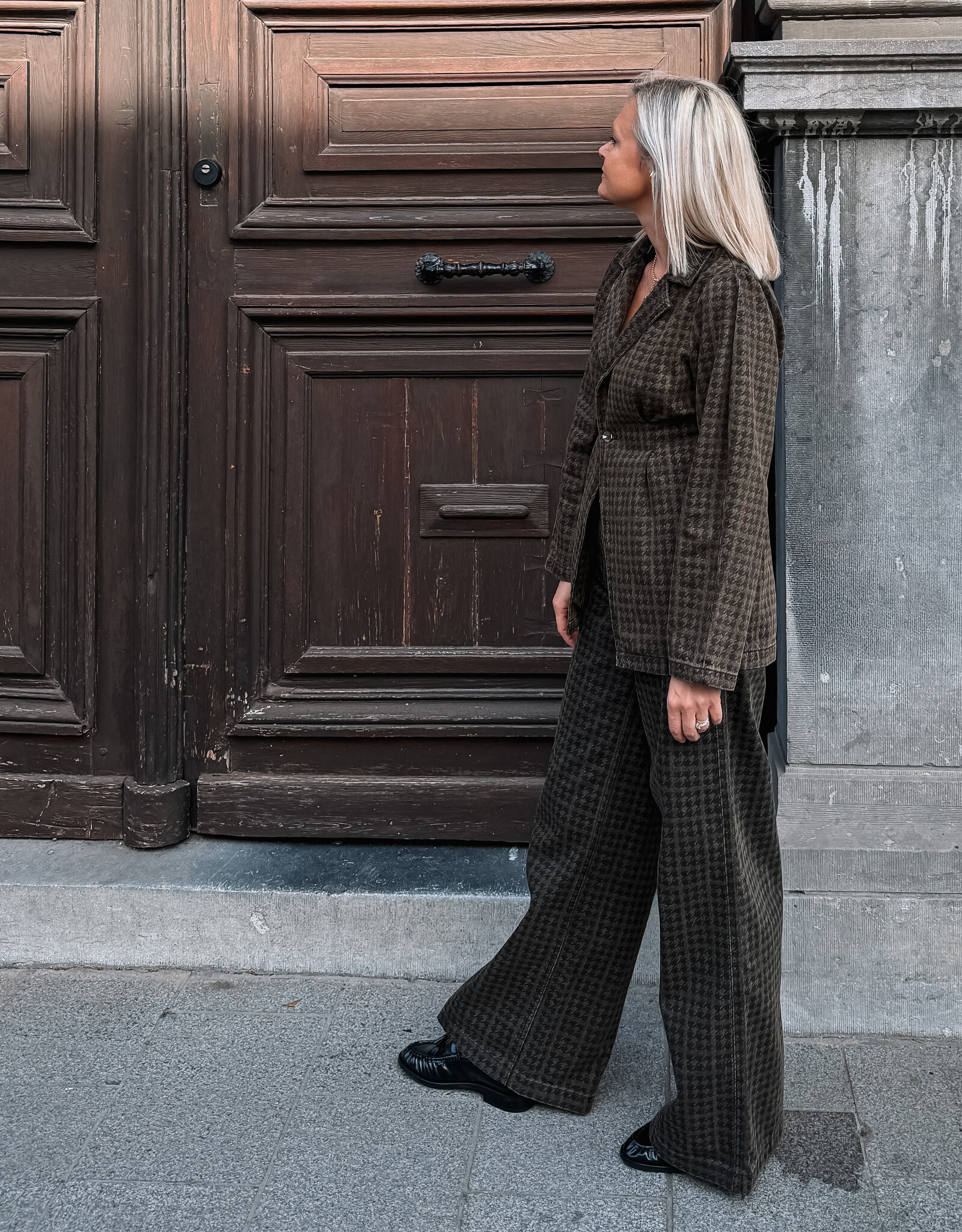 Seventy +Mochi Jeans 'Bay' - Houndstooth Cacao - Seventy + Mochi