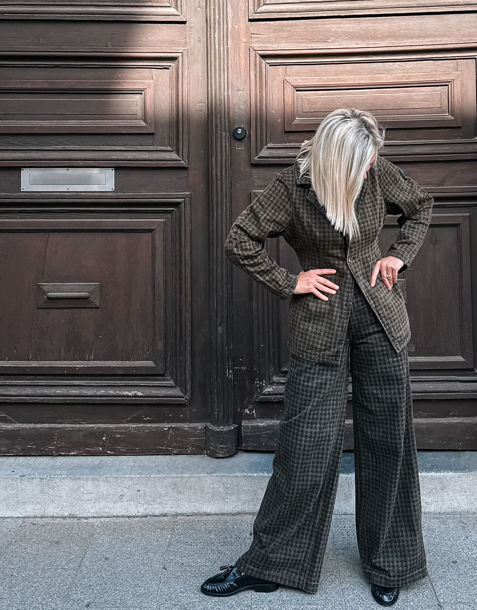 Seventy +Mochi Jeans 'Bay' - Houndstooth Cacao - Seventy + Mochi