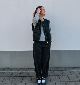 Catwalk Junkie Broek Pin Stripe 'Tapered' - Dark Grey Melange - Catwalk Junkie