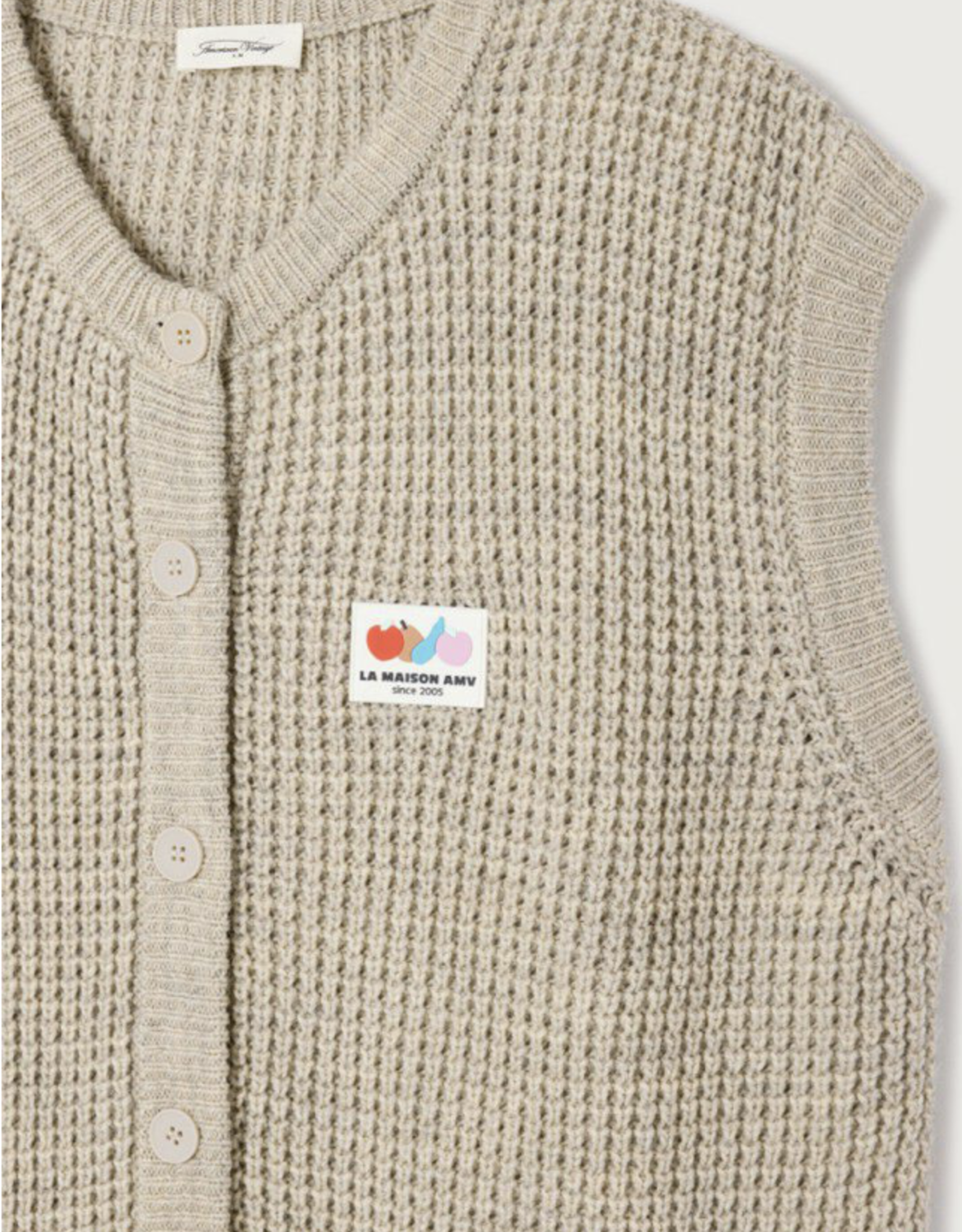American Vintage Cardigan Zonder Mouw 'Crashway' - Brume Chine - Cra19A - American Vintage