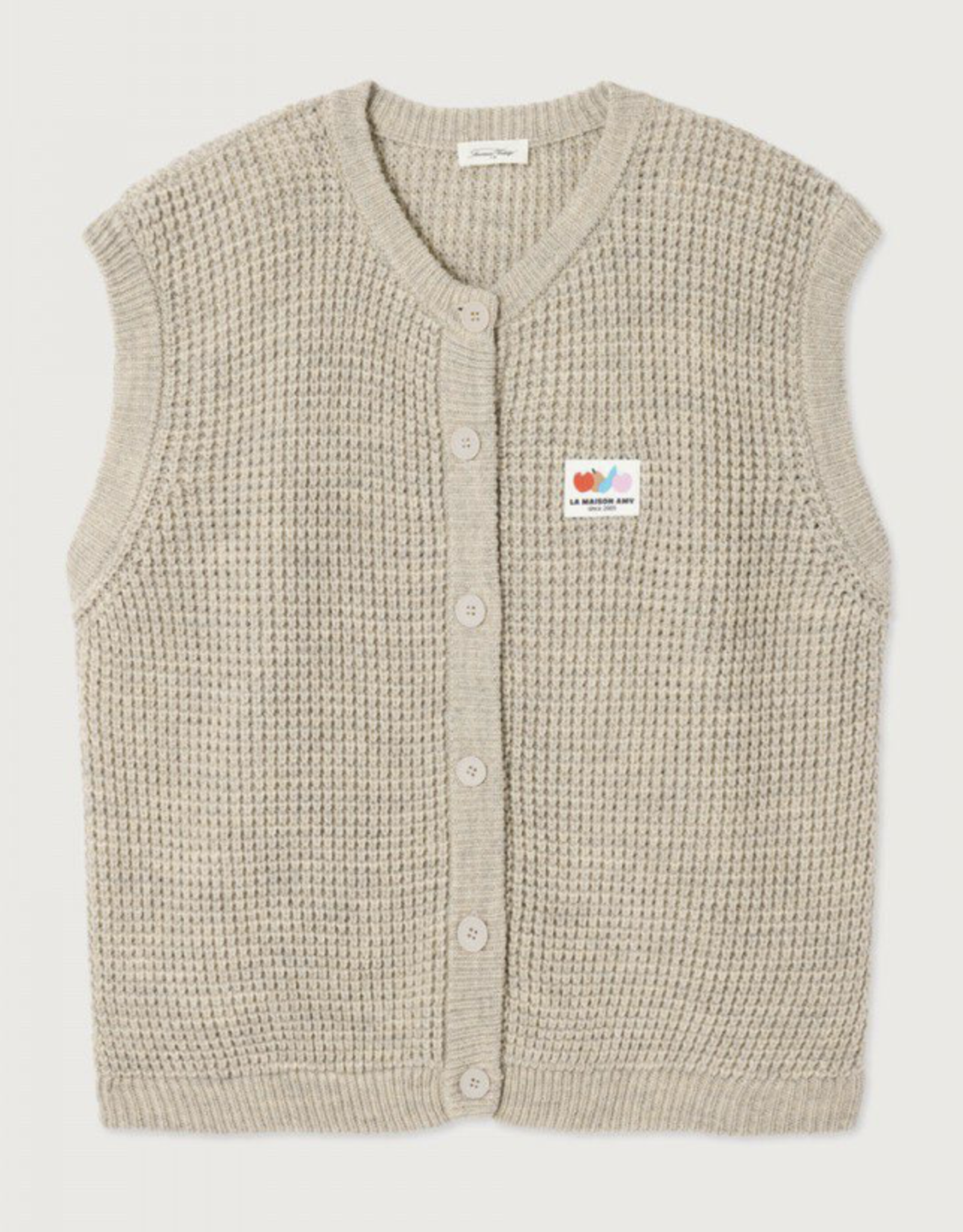 American Vintage Cardigan Zonder Mouw 'Crashway' - Brume Chine - Cra19A - American Vintage