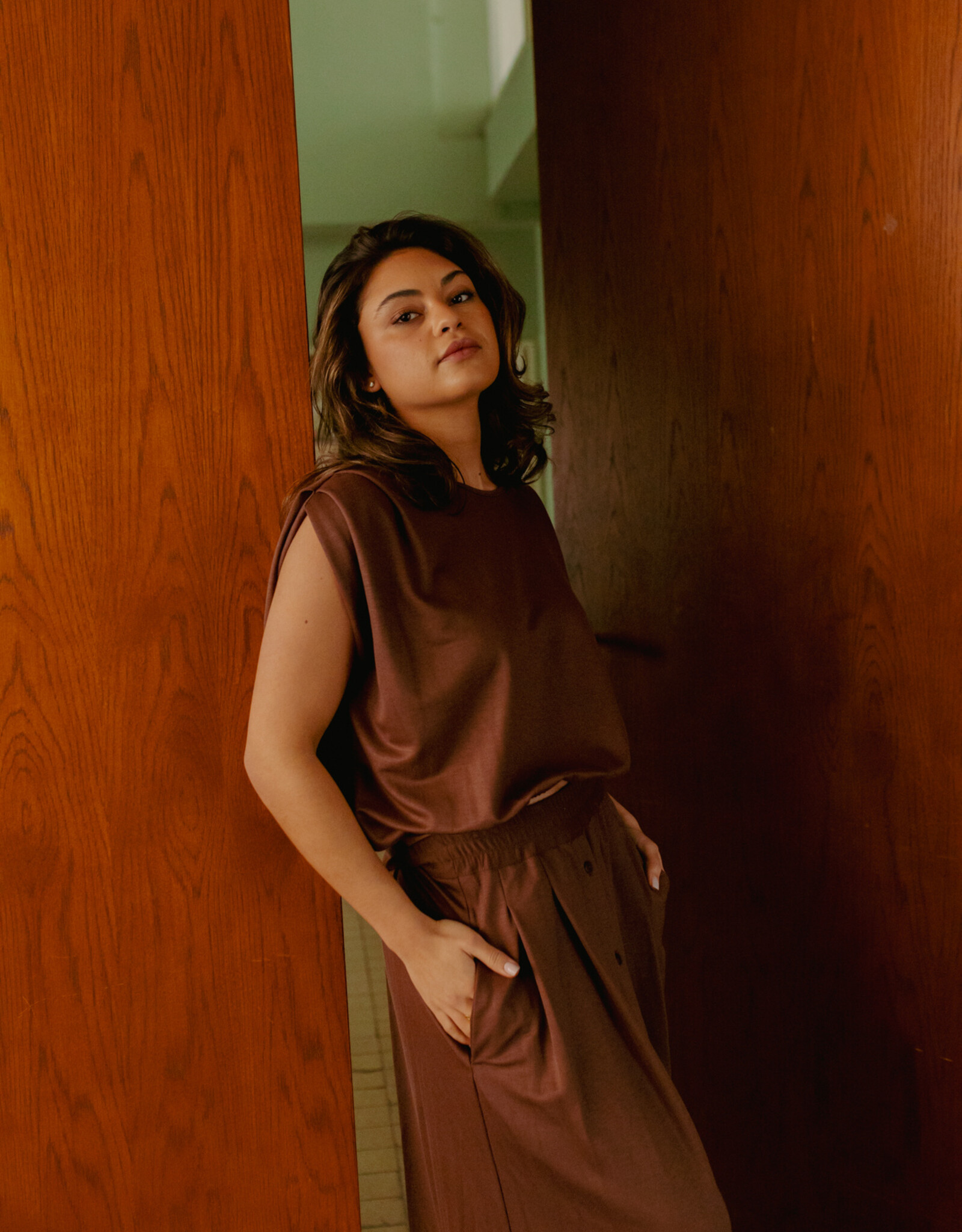 Monré Top 'Zaar' - Bruin - Monré