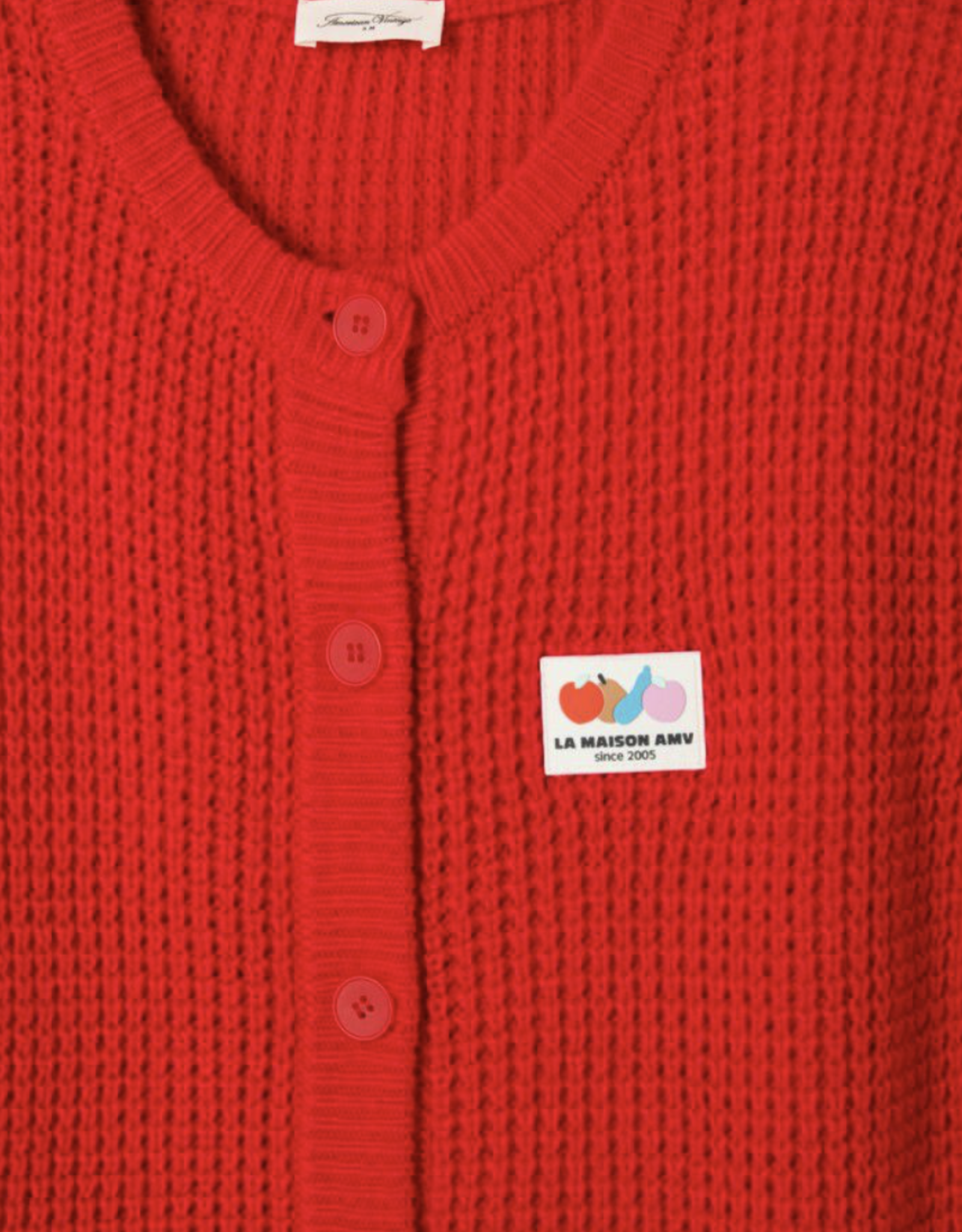 American Vintage Cardigan Zonder Mouw 'Crashway' - Ecarlate - Cra19A - American Vintage