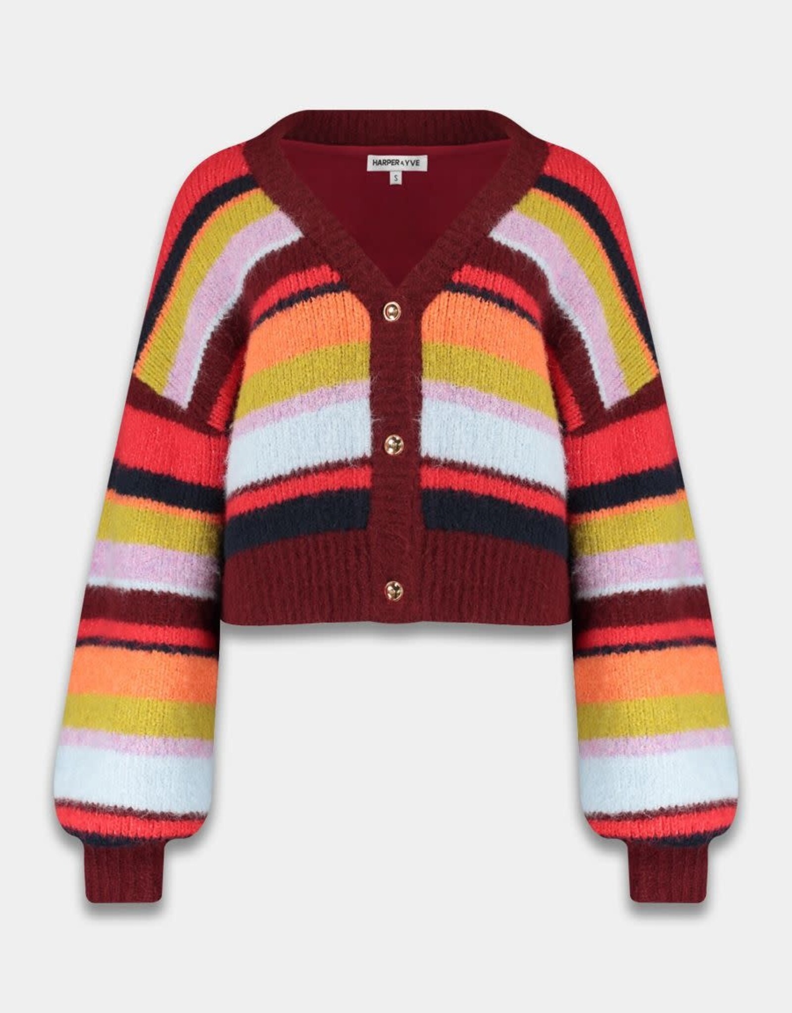 Harper&Yve Cardigan 'Noor' - Stripe Multi Racing Red - Harper&Yve
