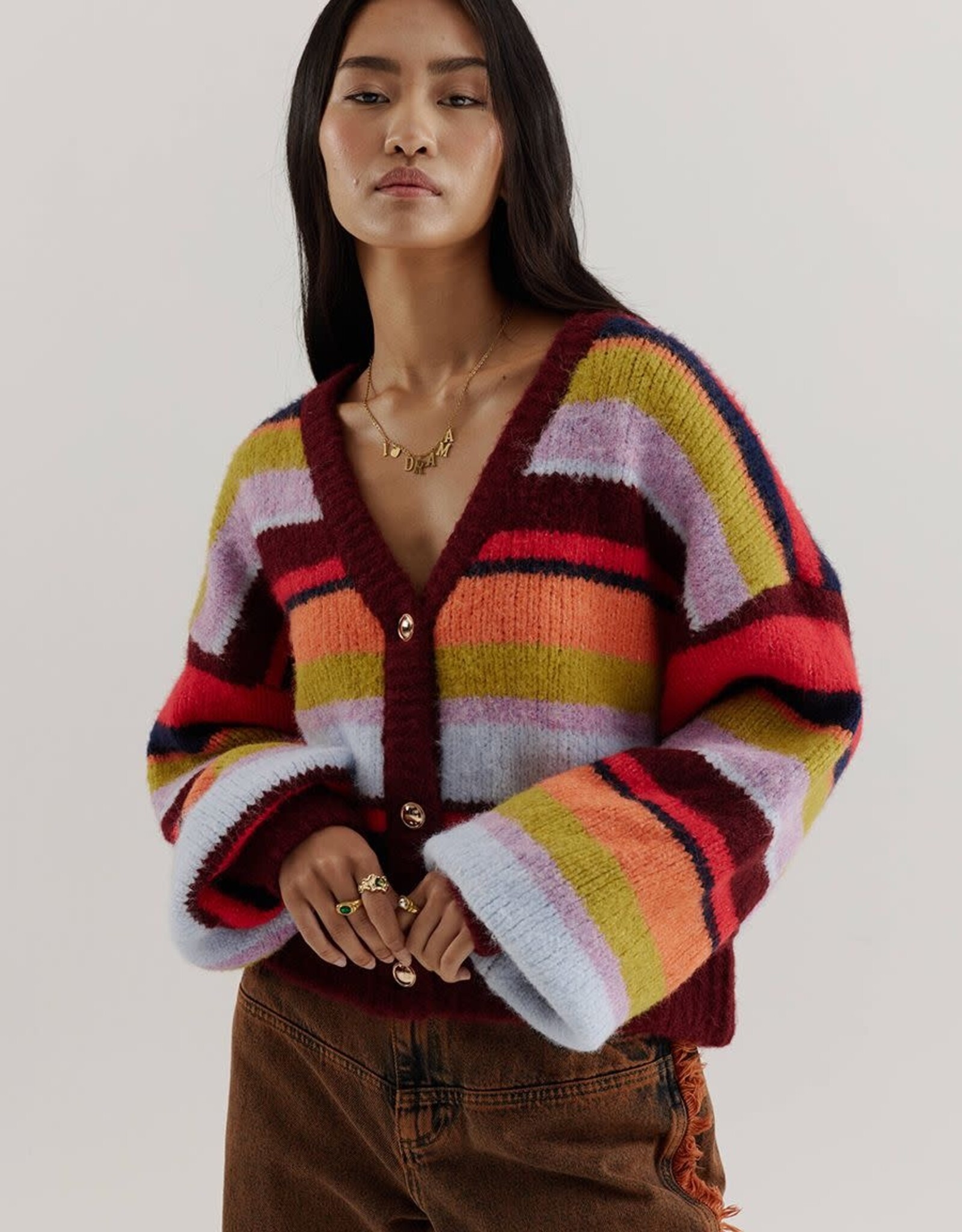 Harper&Yve Cardigan 'Noor' - Stripe Multi Racing Red - Harper&Yve