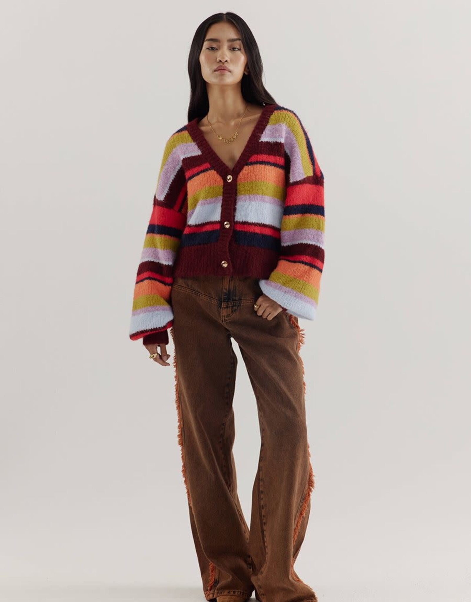 Harper&Yve Cardigan 'Noor' - Stripe Multi Racing Red - Harper&Yve