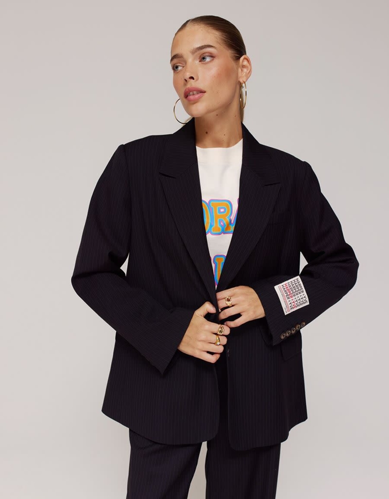 Harper&Yve Blazer 'Anna' - Stripe Black Vintage Blue - Harper&Yve