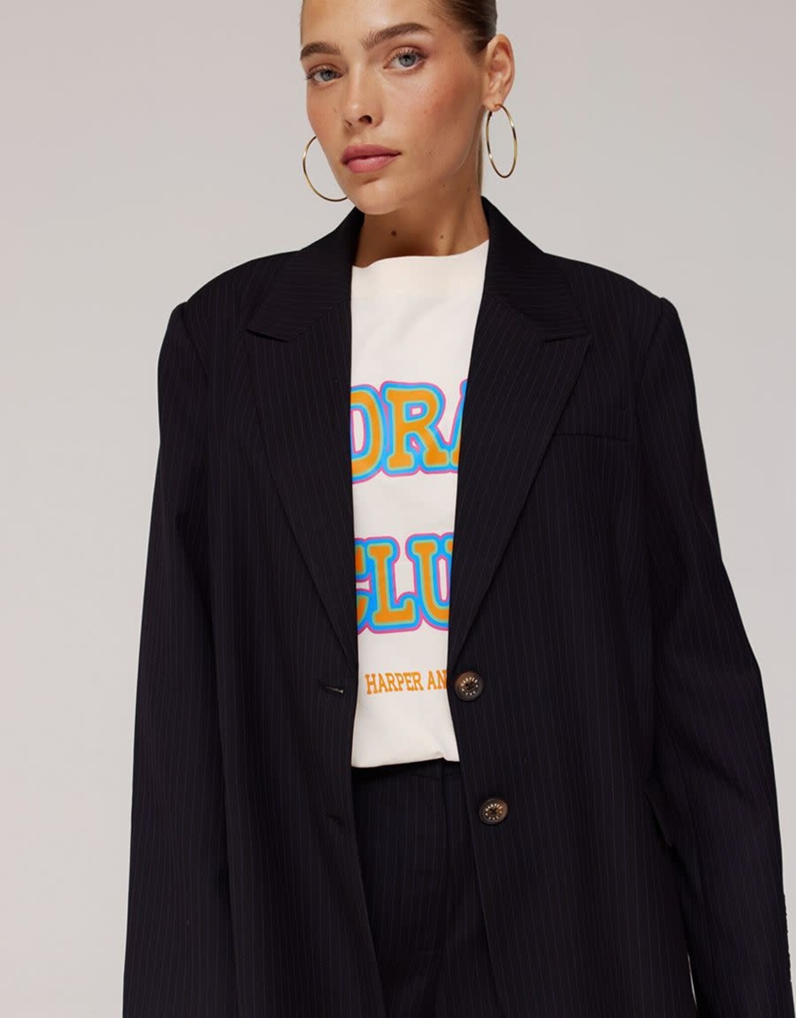 Harper&Yve Blazer 'Anna' - Stripe Black Vintage Blue - Harper&Yve