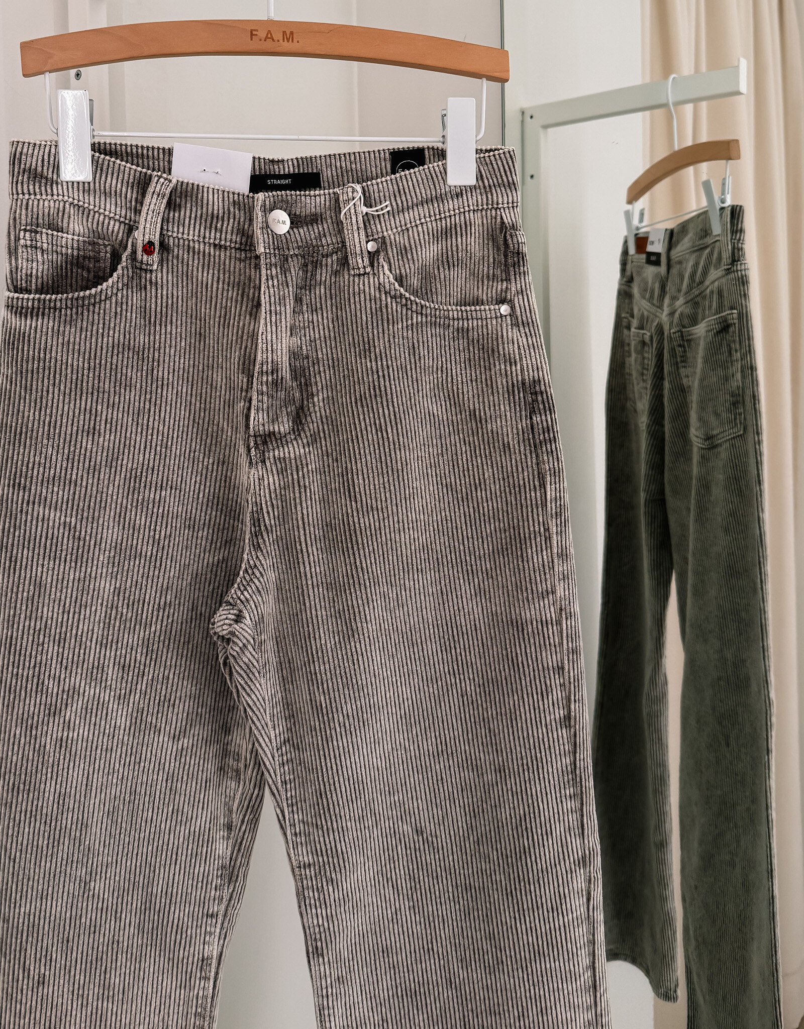 F.A.M. Broek Velours 'Pola' - Grey Long - KZ26SCV - F.A.M.