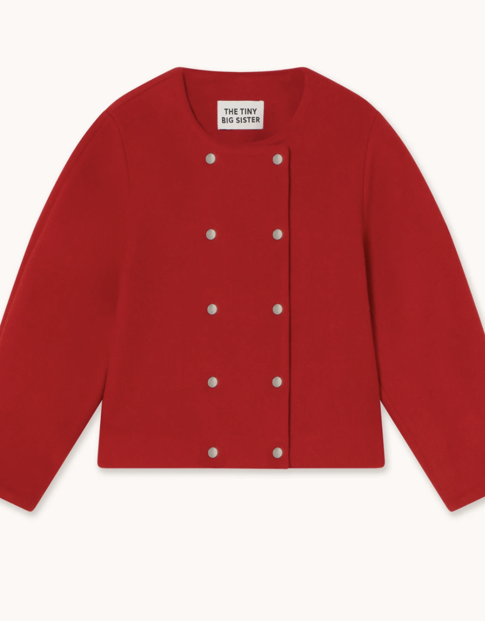 The Tiny Big Sister Jacket 'Buttoned Wool' - Red - The Tiny Big Sister