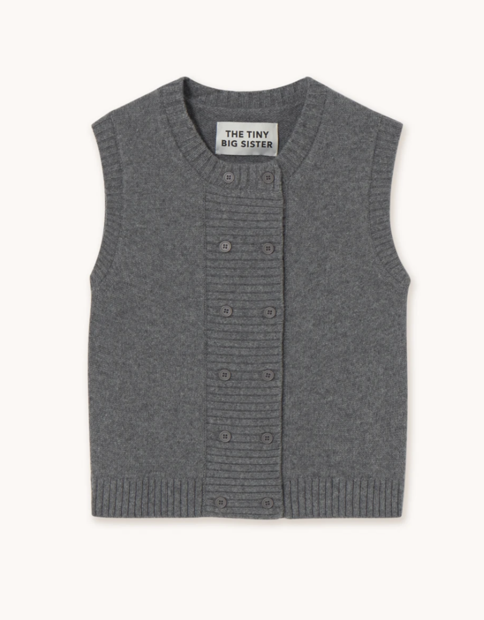 The Tiny Big Sister Waistcoat 'Buttoned Vest' - Dark Grey Melange  - The Tiny Big Sister