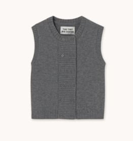 The Tiny Big Sister Waistcoat 'Buttoned Vest' - Dark Grey Melange  - The Tiny Big Sister