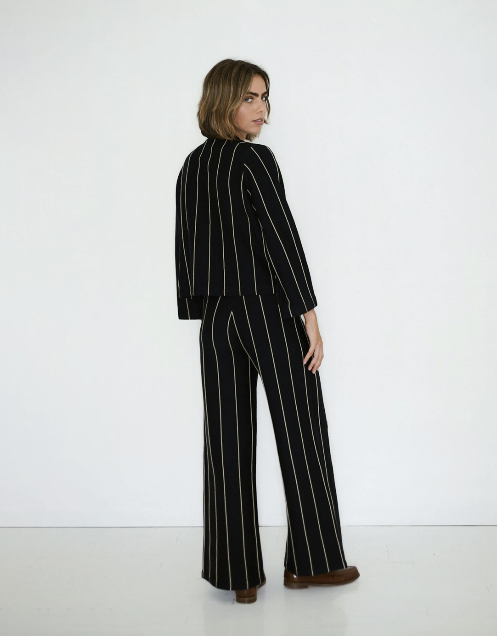 The Tiny Big Sister Striped knitted Trousers - Navy  - The Tiny Big Sister