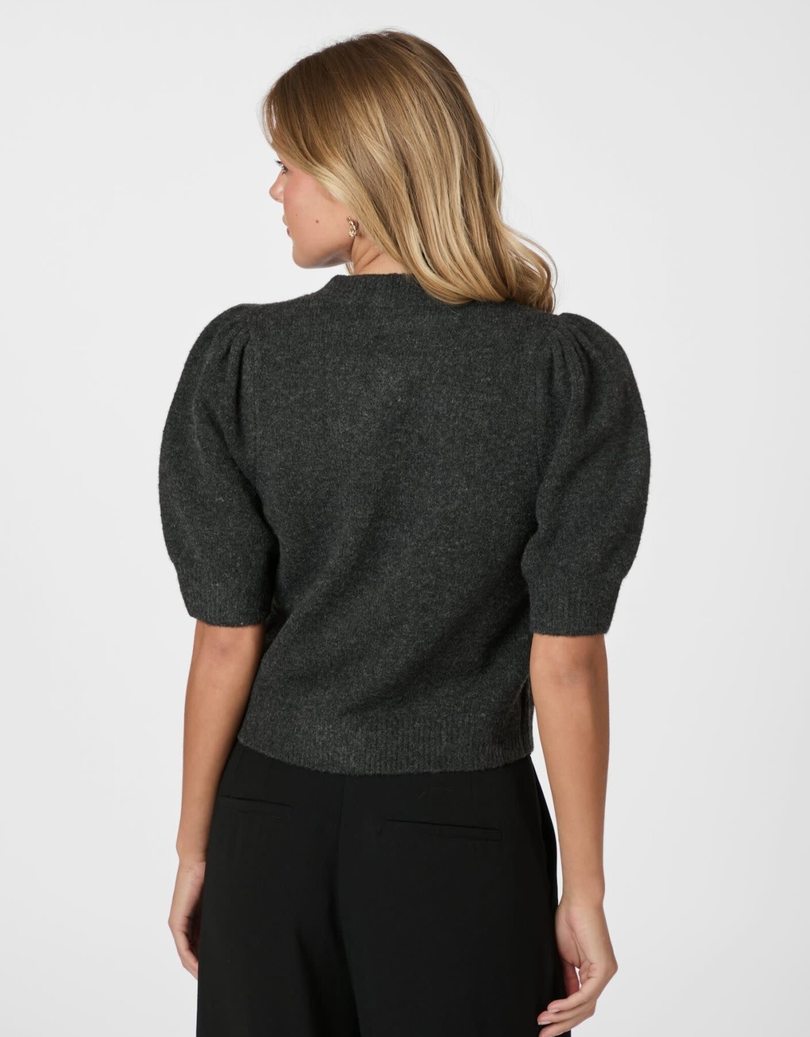 Cardigan Korte Mouw 'Trudy' - Antracit Melange - Neo Noir