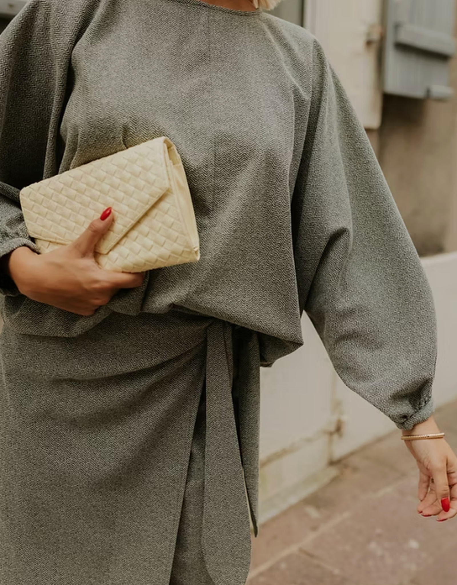 Monré Blouse 'Zoë' - Tweed Fabric Grey - Monré