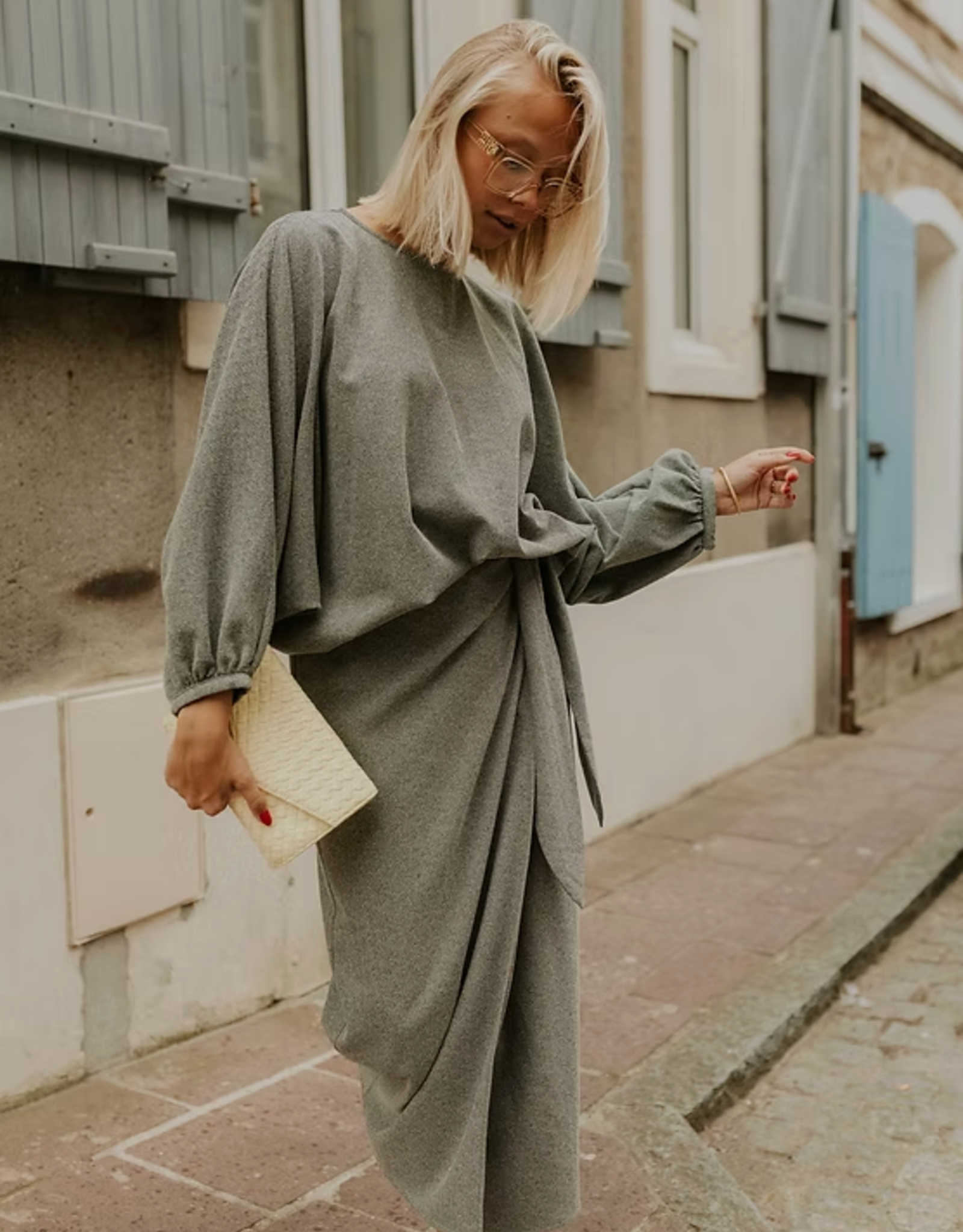 Monré Rok 'Joelle' - Tweed Fabric Grey - Monré