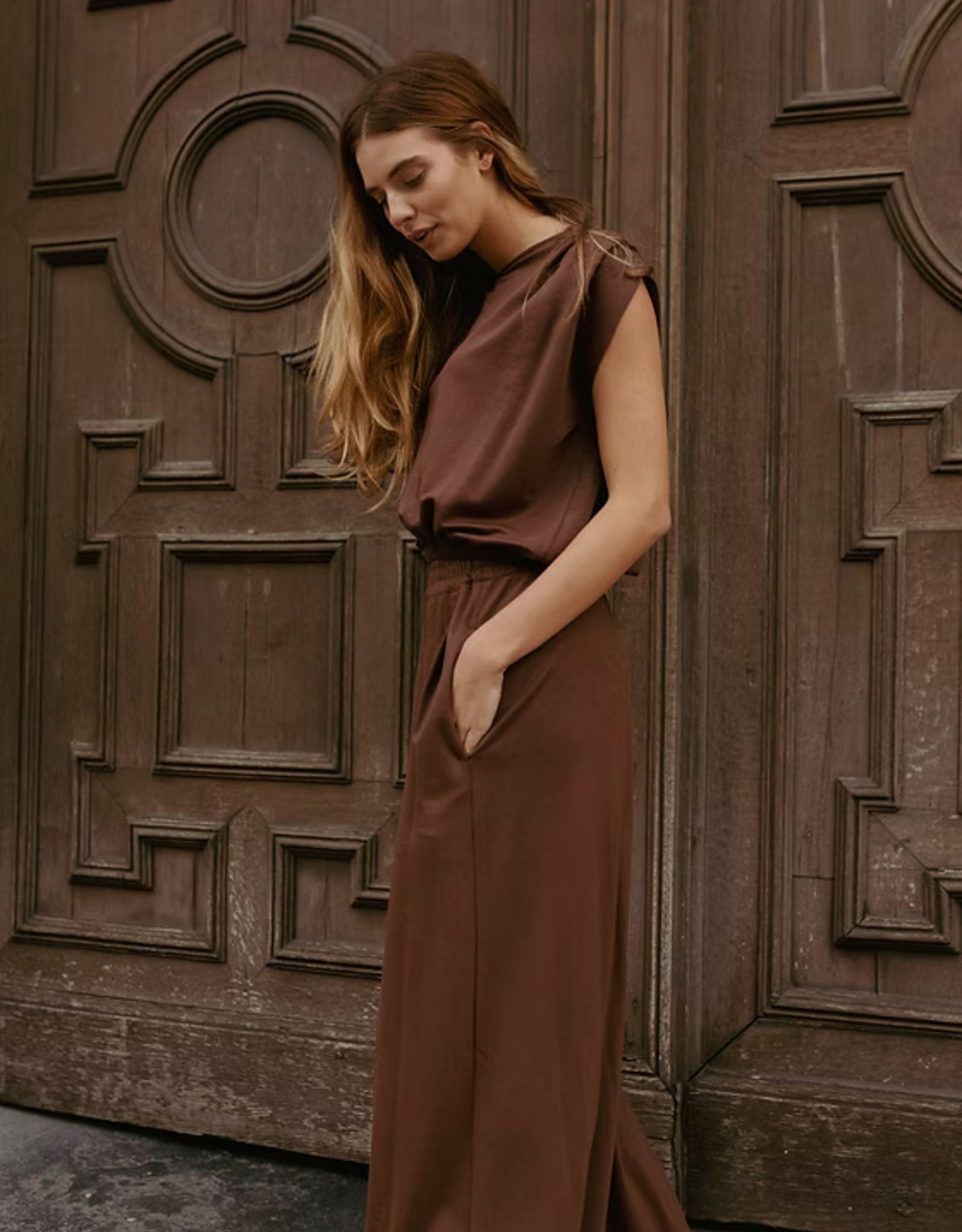 Monré Top 'Zaar' - Bruin - Monré