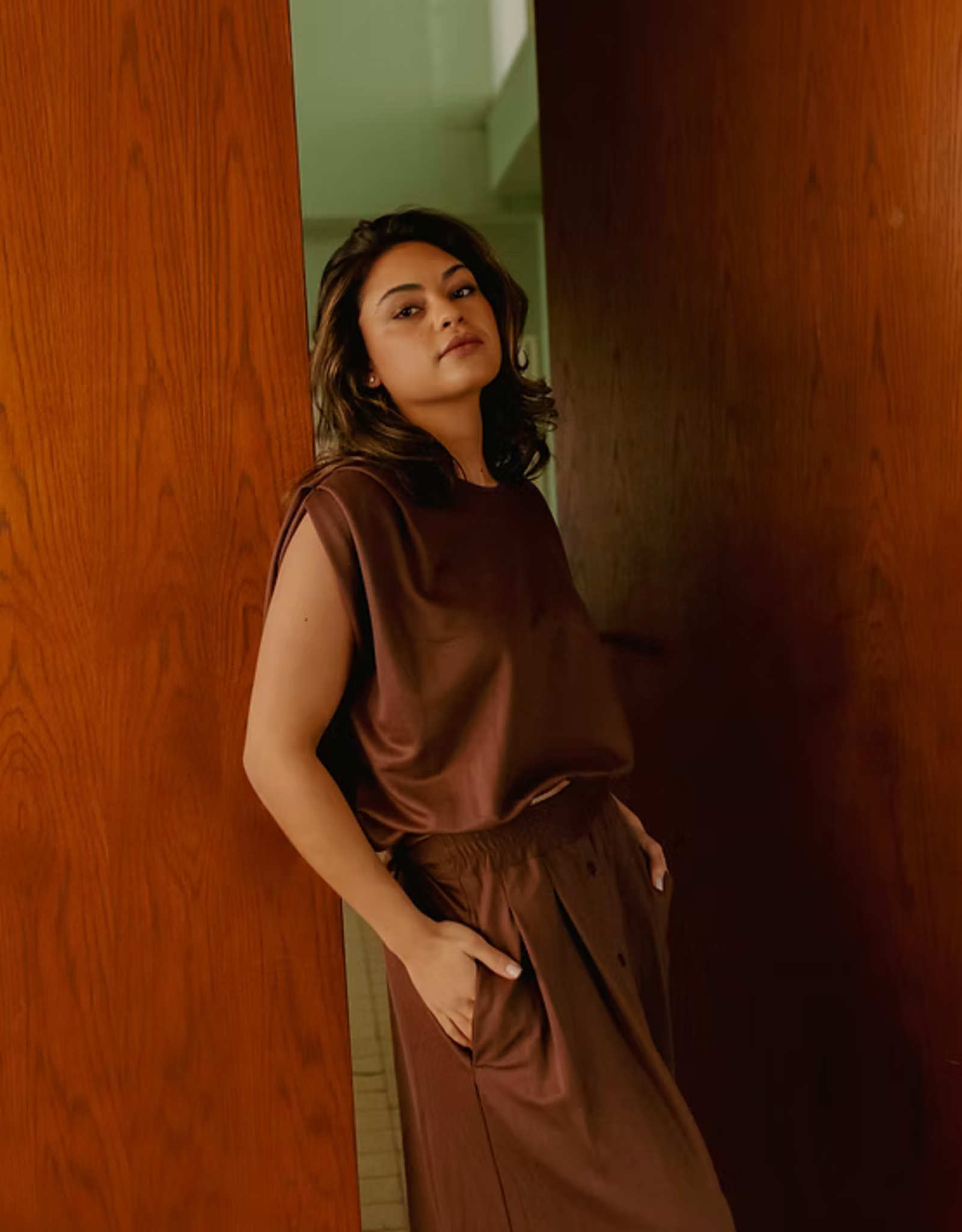 Monré Top 'Zaar' - Bruin - Monré