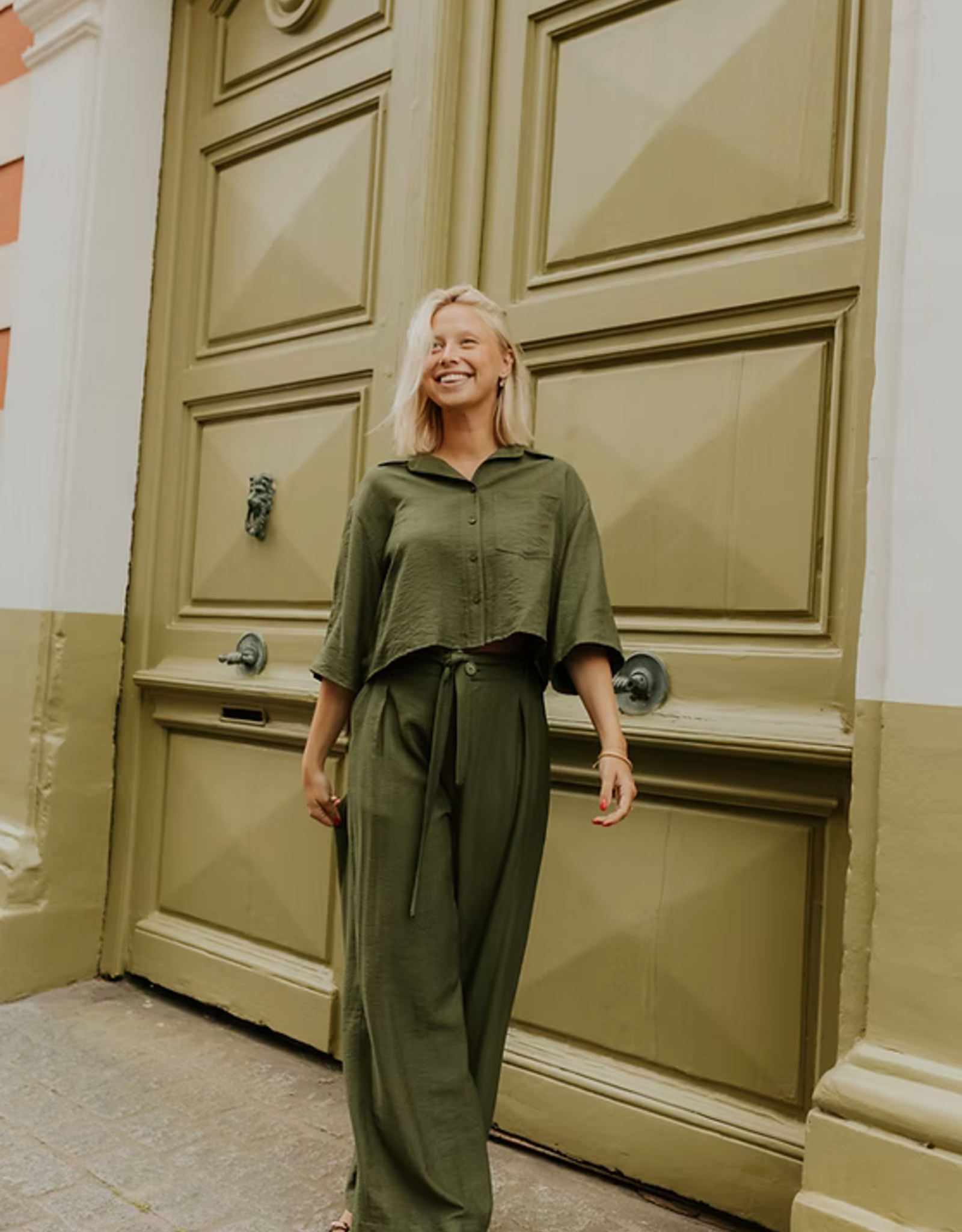 Monré Broek 'Clemence' - Khaki - Monré
