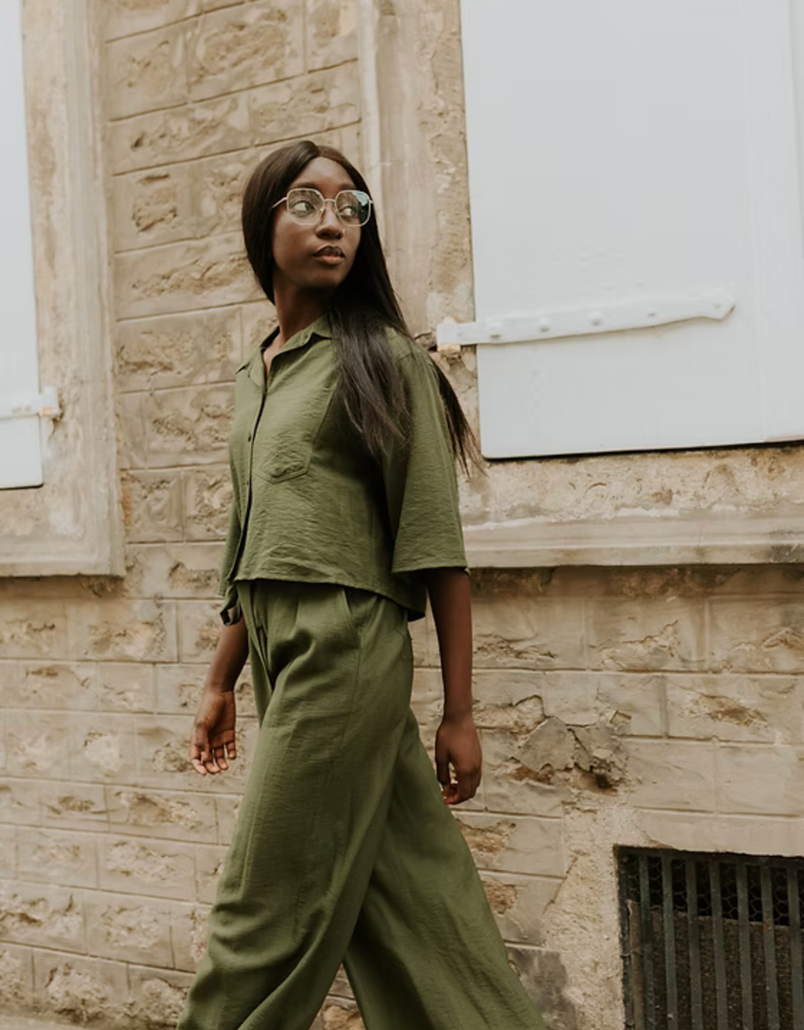 Monré Broek 'Clemence' - Khaki - Monré