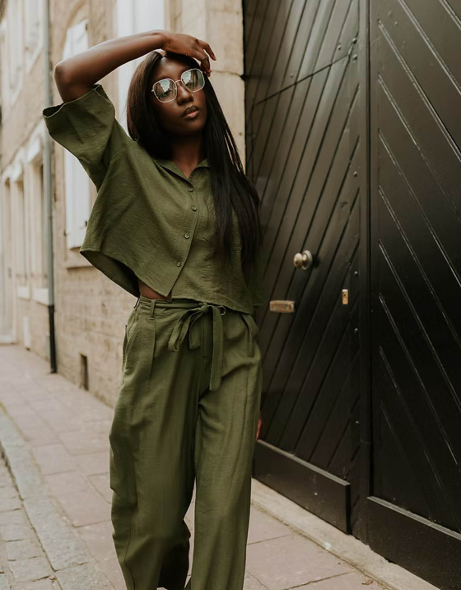 Monré Broek 'Clemence' - Khaki - Monré