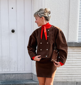 The Tiny Big Sister Jacket Suede 'Buttoned' - Dark Brown  - The Tiny Big Sister