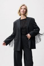 Catwalk Junkie Blazer 'Oversized With Detachable Fringes' - Dark Grey Melange - Catwalk Junkie
