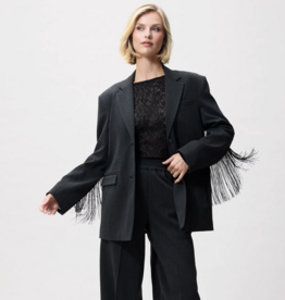 Catwalk Junkie Blazer 'Oversized With Detachable Fringes' - Dark Grey Melange - Catwalk Junkie