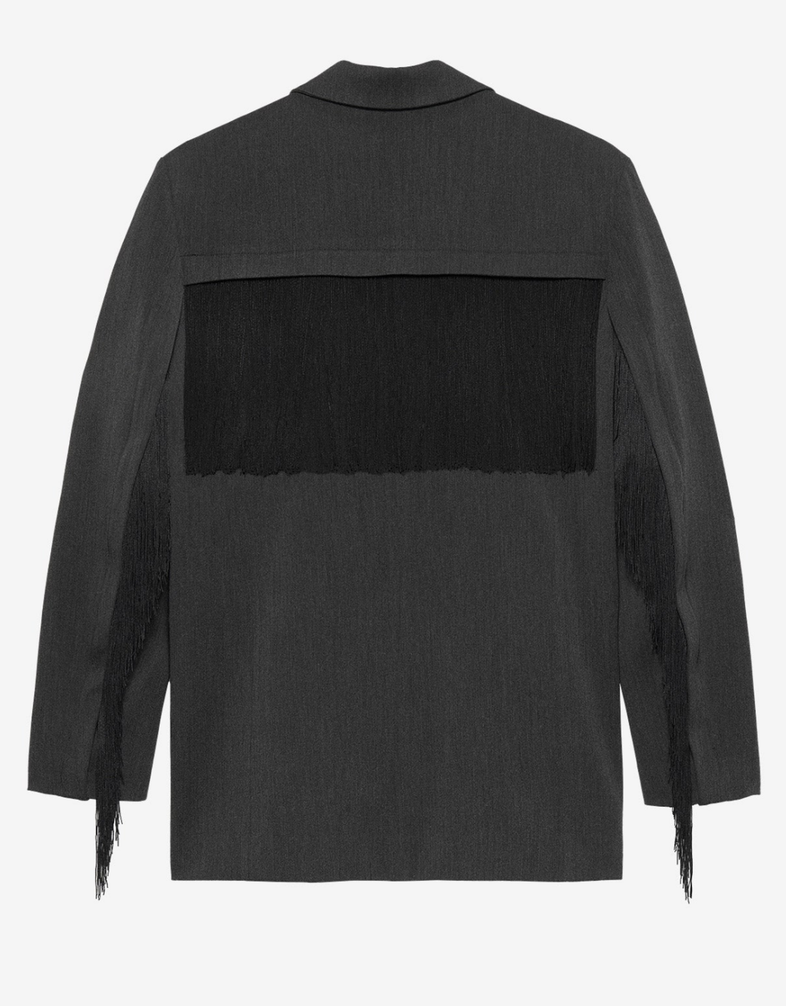 Catwalk Junkie Blazer 'Oversized With Detachable Fringes' - Dark Grey Melange - Catwalk Junkie
