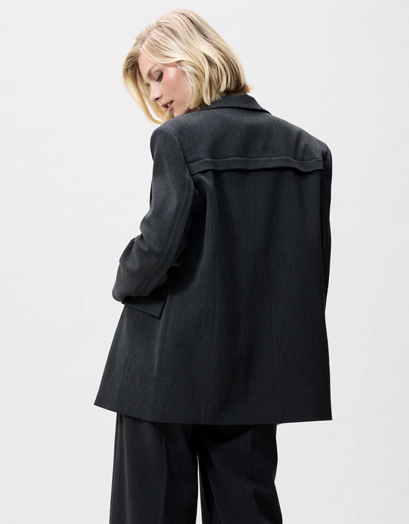 Catwalk Junkie Blazer 'Oversized With Detachable Fringes' - Dark Grey Melange - Catwalk Junkie