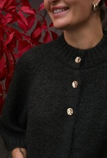 Cardigan Korte Mouw 'Benuta' - Dark Brown - Neo Noir