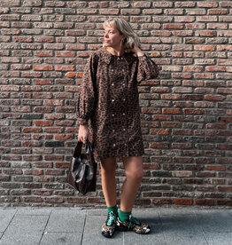 The Tiny Big Sister Jurk 'Animal Print' - Mocha  - The Tiny Big Sister