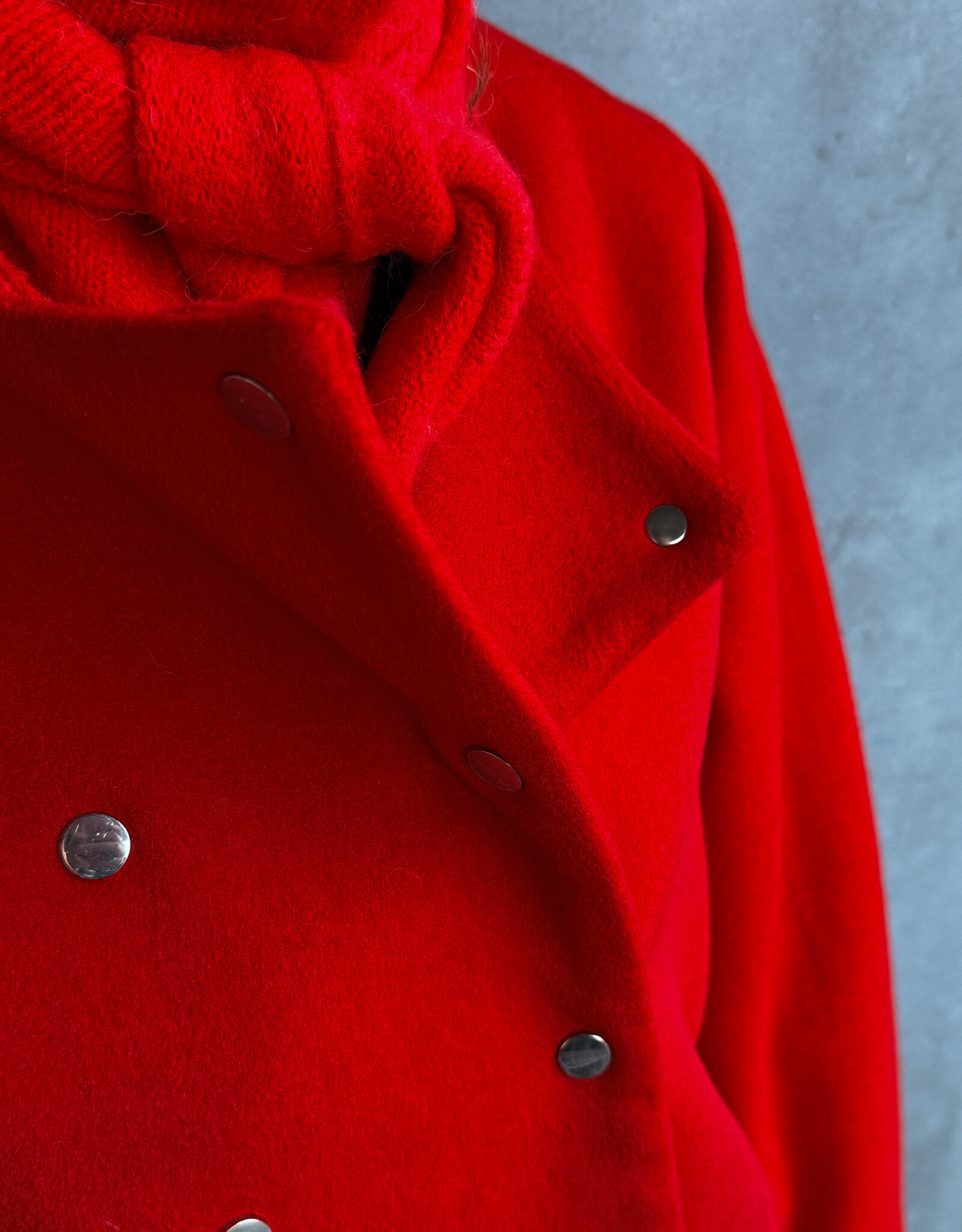 The Tiny Big Sister Jacket 'Buttoned Wool' - Red - The Tiny Big Sister
